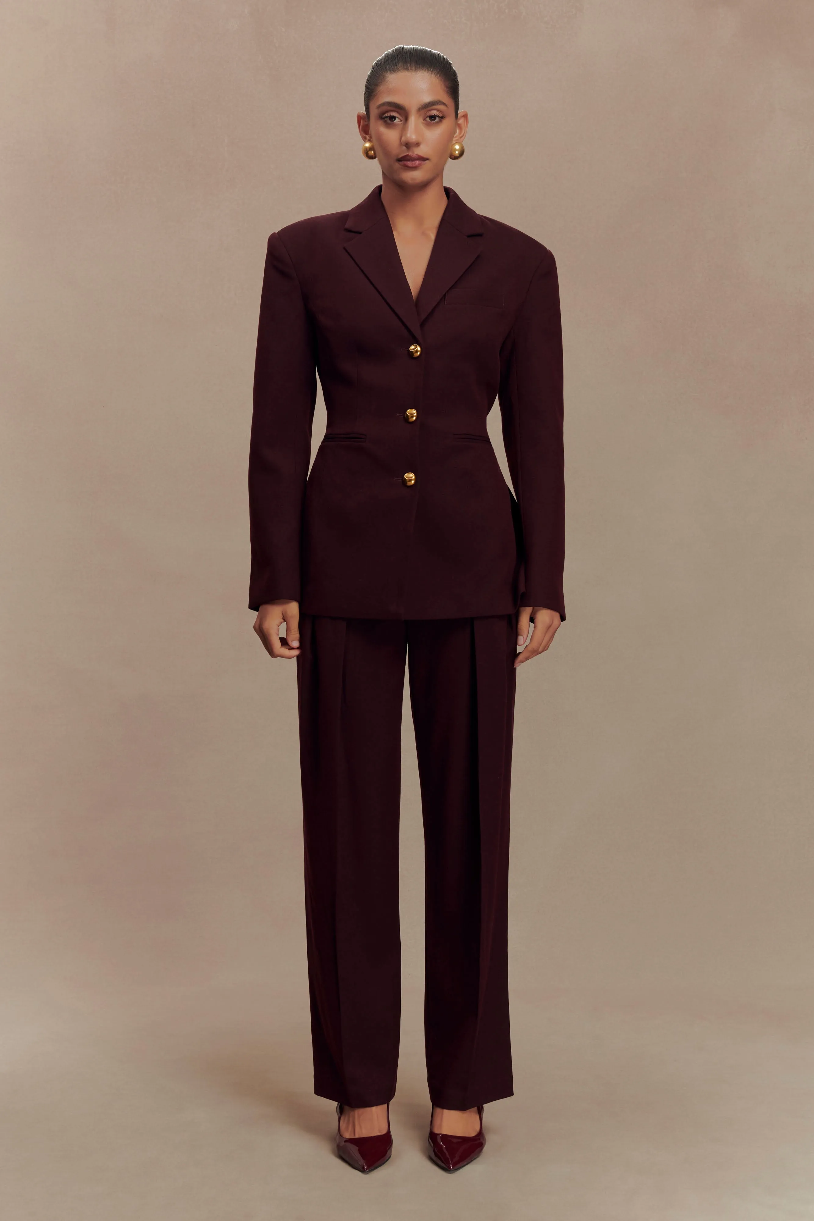 Bellamy Cinched Blazer - Mahogany
