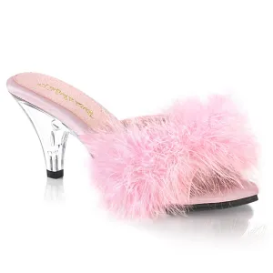 BELLE-301F  Baby Pink Pu-Fur/Clear