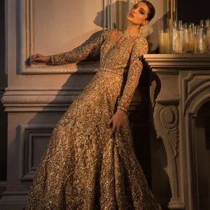 Best Designer Lehenga in Golden for Indian Bridal Wear