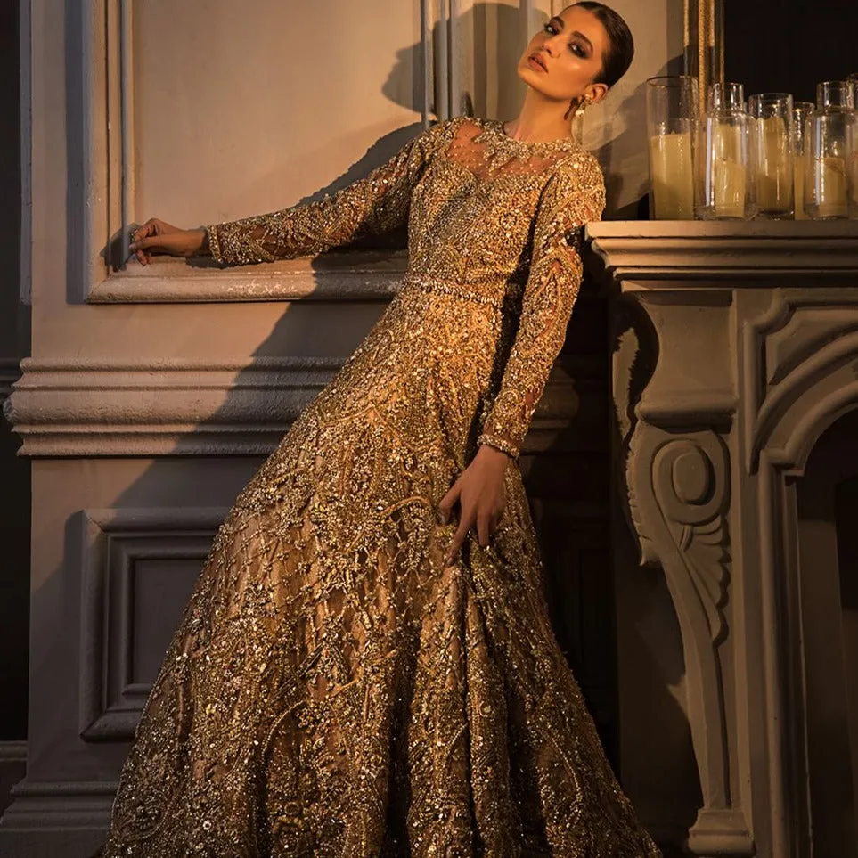 Best Designer Lehenga in Golden for Indian Bridal Wear