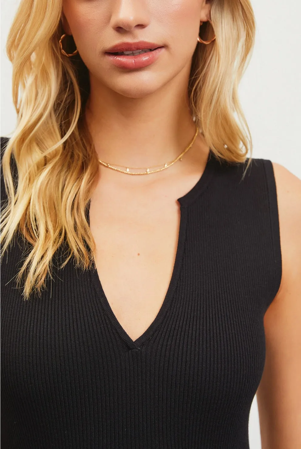 Black Ribbed Knit Dress
