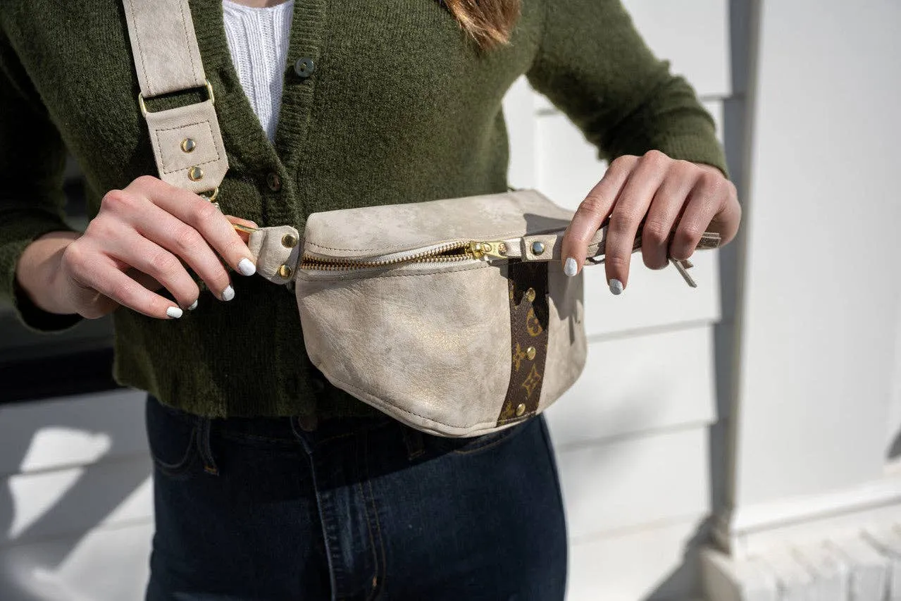 Britt Belt Bag In Stone Leather | Upcycled LV