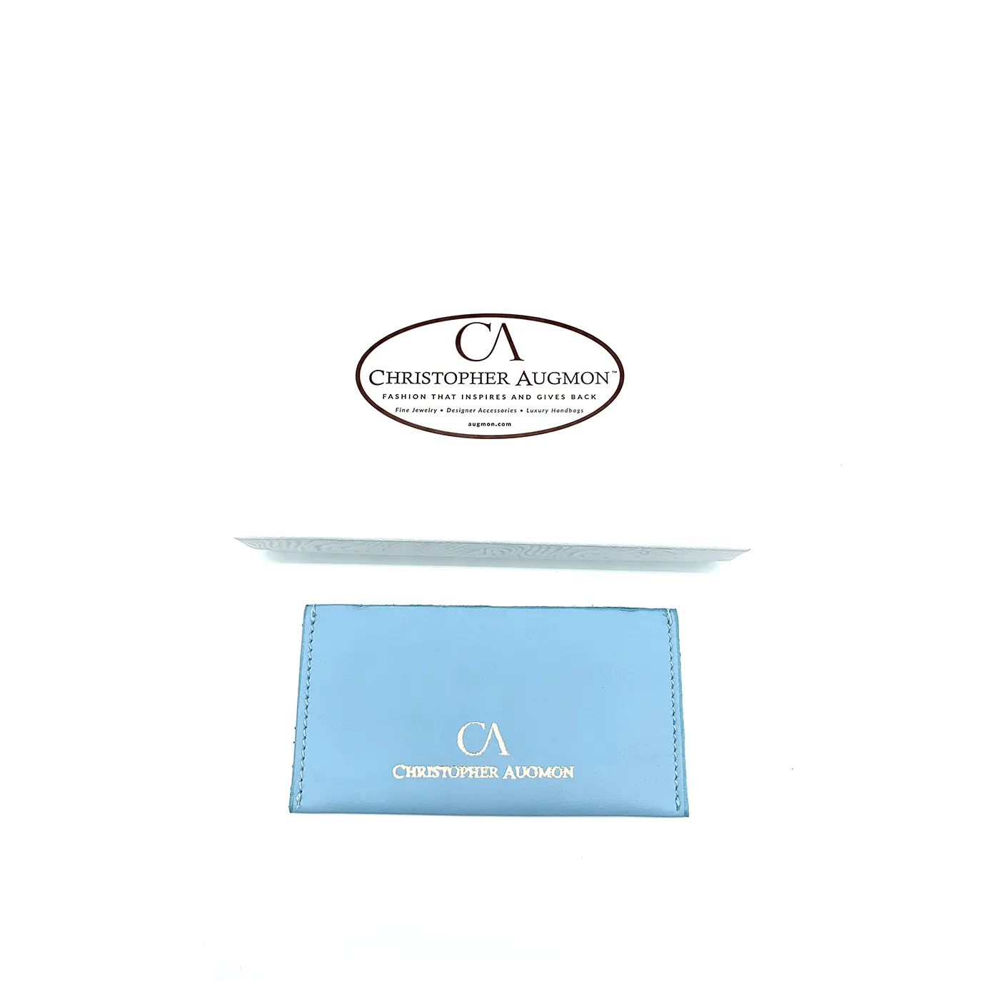 CA Christopher Augmon Fashion Designer Custom Hand Crafted Aquamarine Blue Leather “Limited Edition” Credit Card Holder