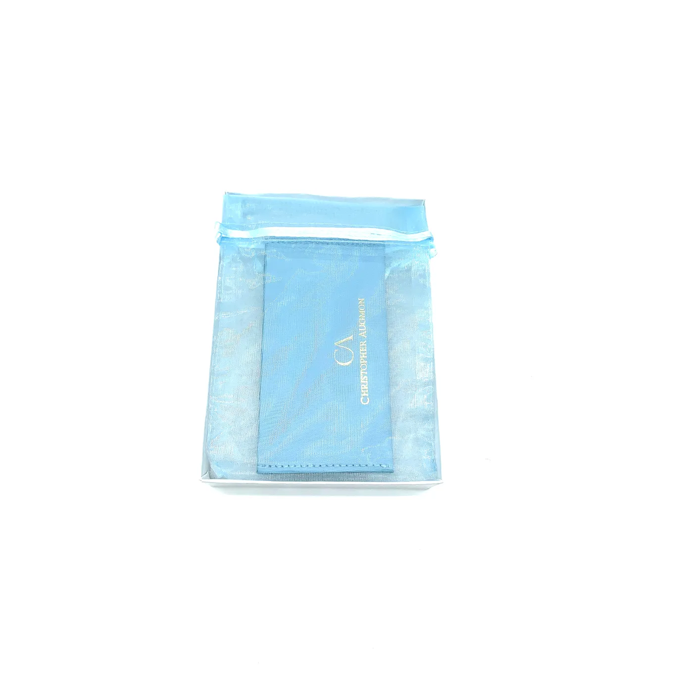 CA Christopher Augmon Fashion Designer Custom Hand Crafted Aquamarine Blue Leather “Limited Edition” Credit Card Holder