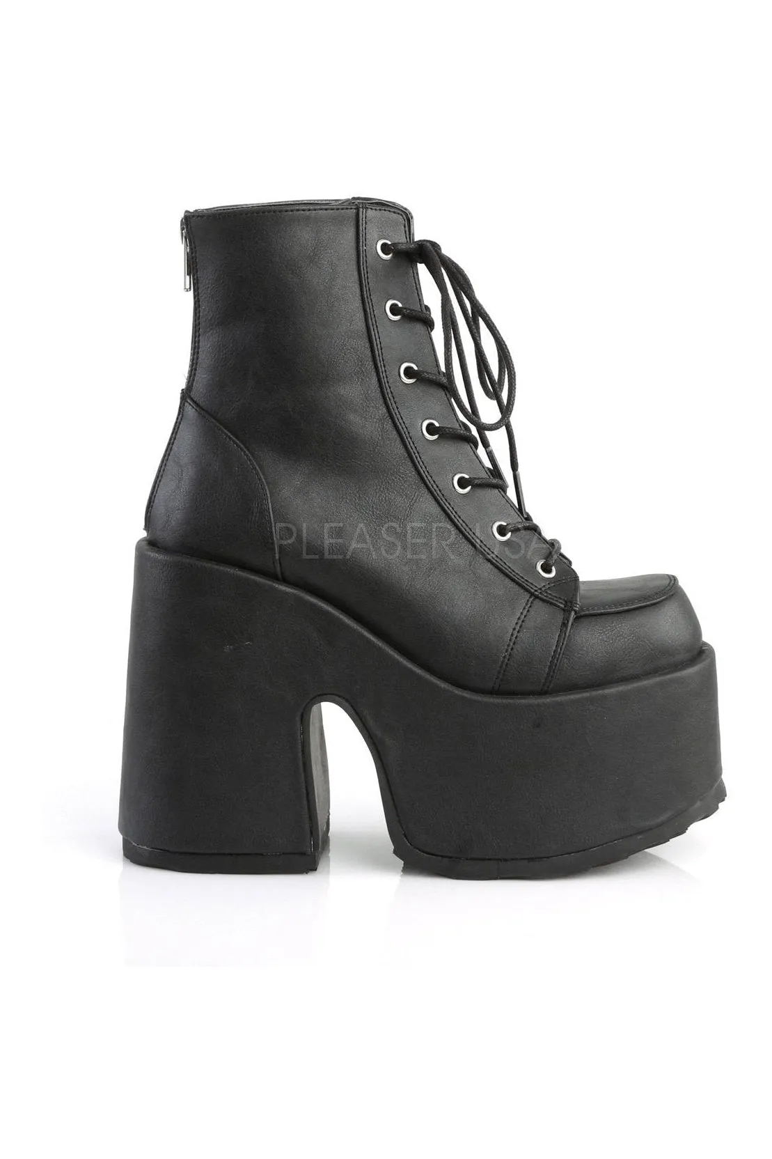 CAMEL-203 Demonia Ankle Boot | Black Faux Leather