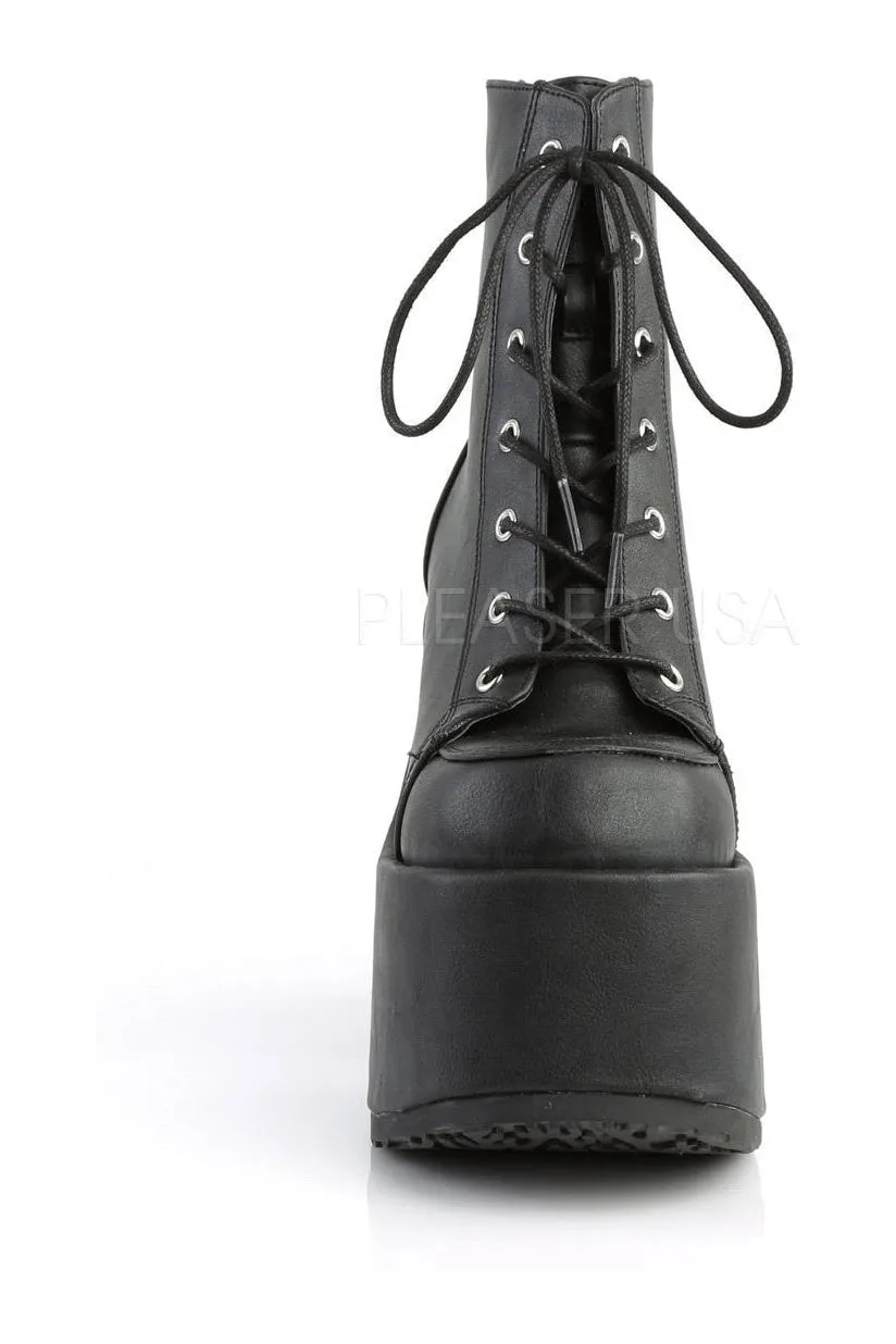 CAMEL-203 Demonia Ankle Boot | Black Faux Leather