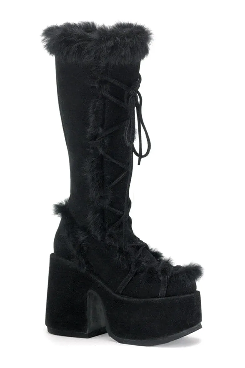 CAMEL-311 Black Vegan Leather Knee Boot