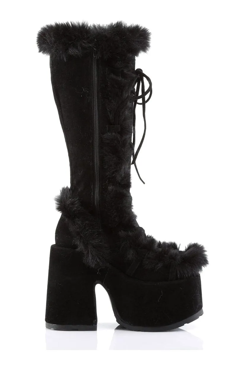 CAMEL-311 Black Vegan Leather Knee Boot