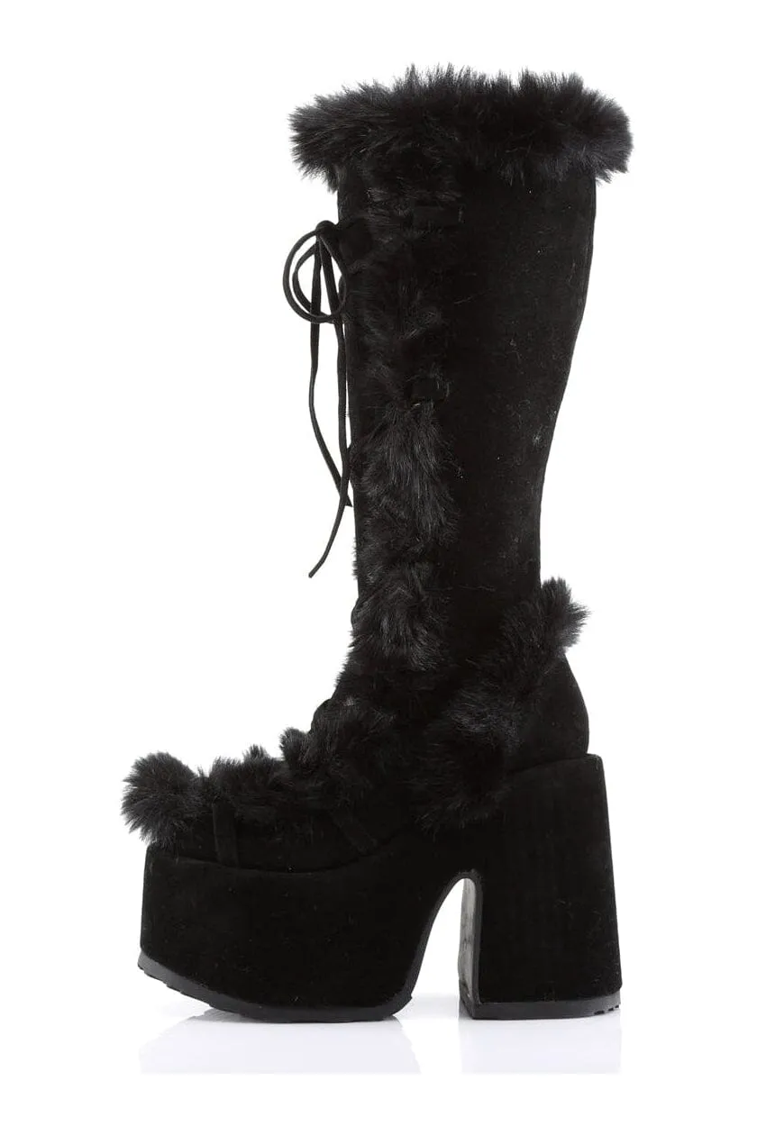 CAMEL-311 Black Vegan Leather Knee Boot