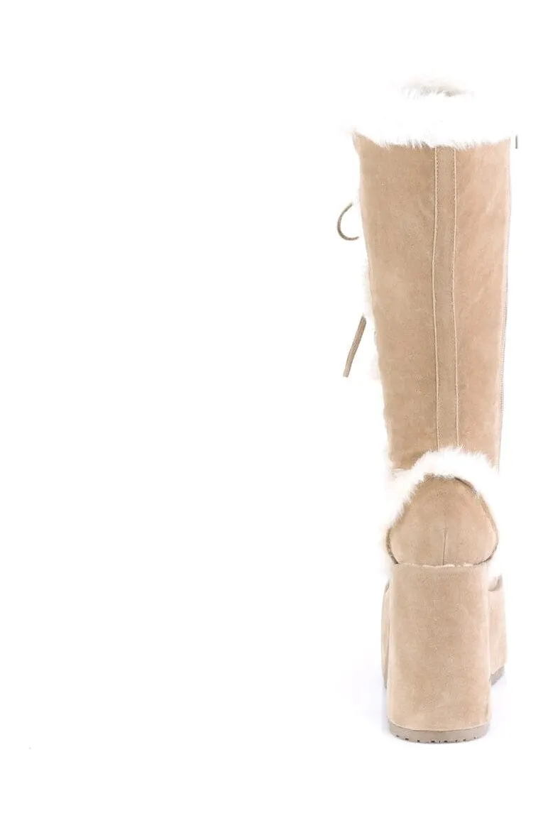 CAMEL-311 Brown Vegan Leather Knee Boot