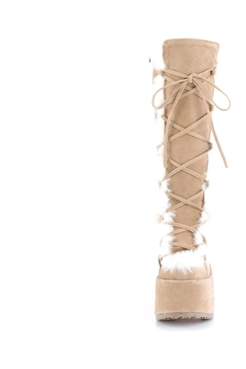 CAMEL-311 Brown Vegan Leather Knee Boot