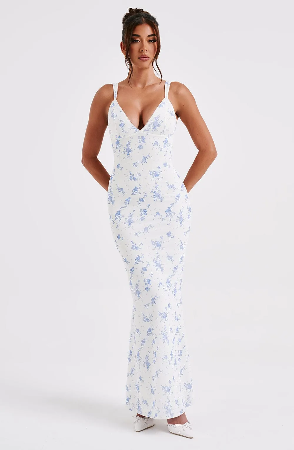 Caoimhe Maxi Dress - Blue Ditsy Print