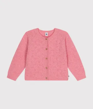 Cardigan in maglia rosa con lana bambina