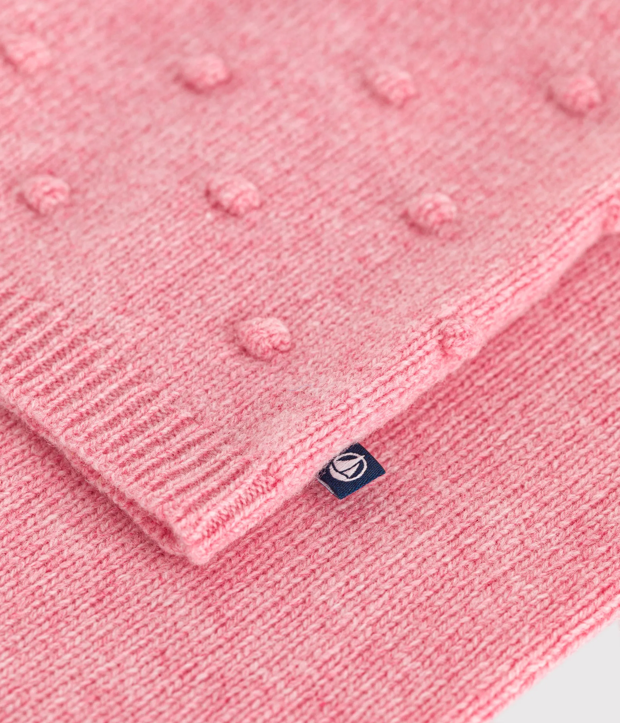 Cardigan in maglia rosa con lana bambina
