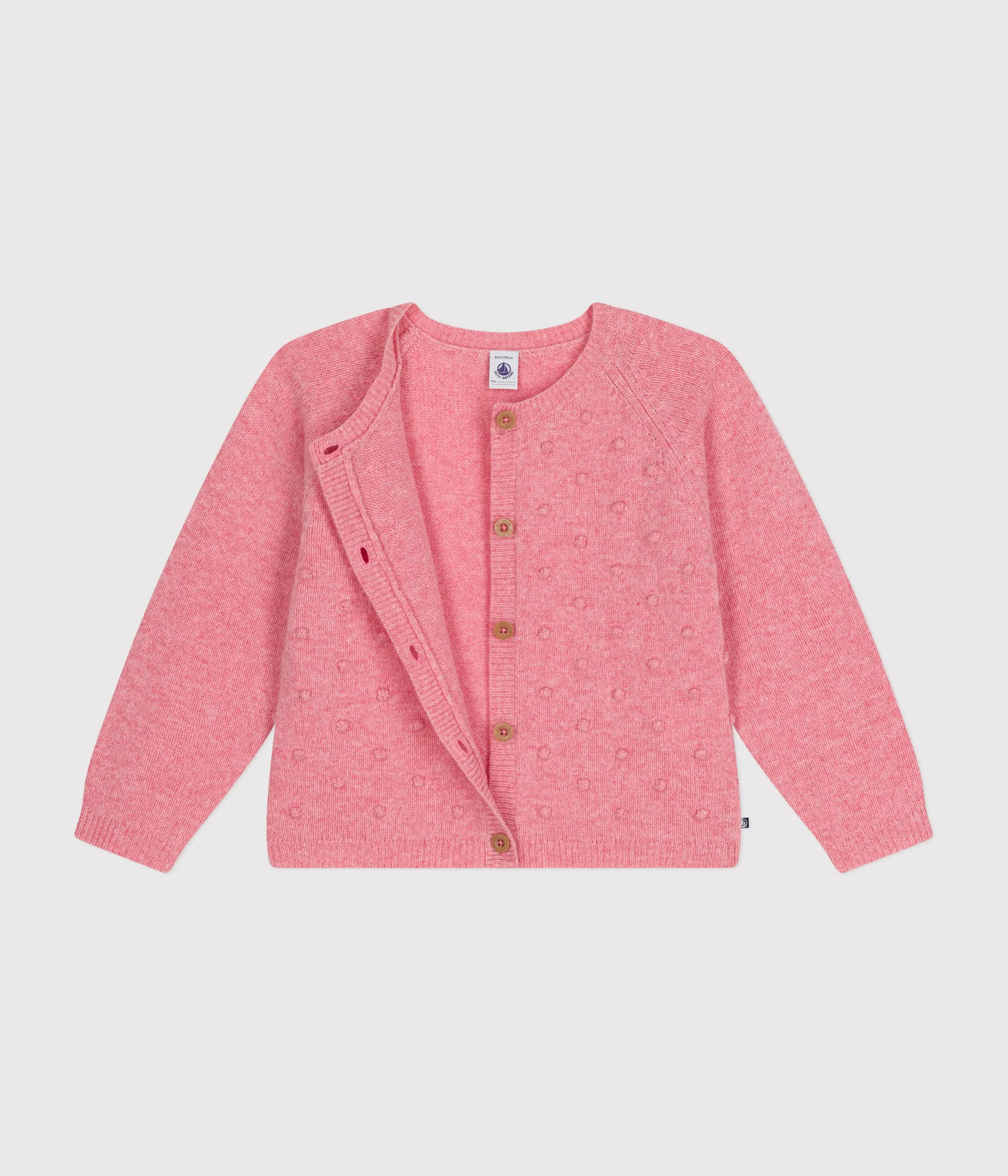 Cardigan in maglia rosa con lana bambina