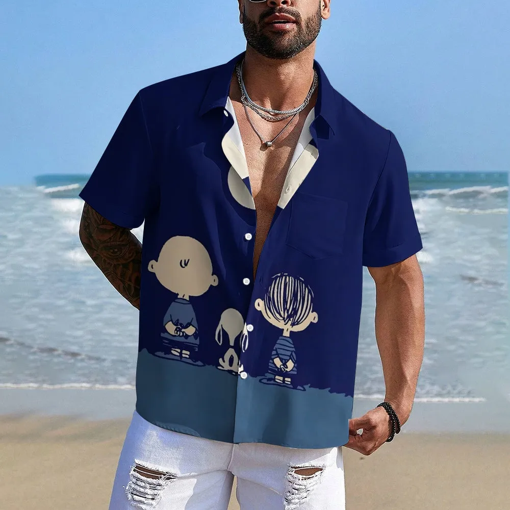 Cartoon Character Best Friend Friendship Print Casual Short Sleeve Shirt 2403000330