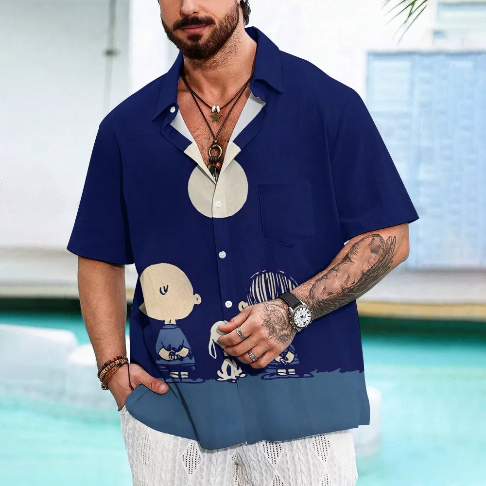 Cartoon Character Best Friend Friendship Print Casual Short Sleeve Shirt 2403000330