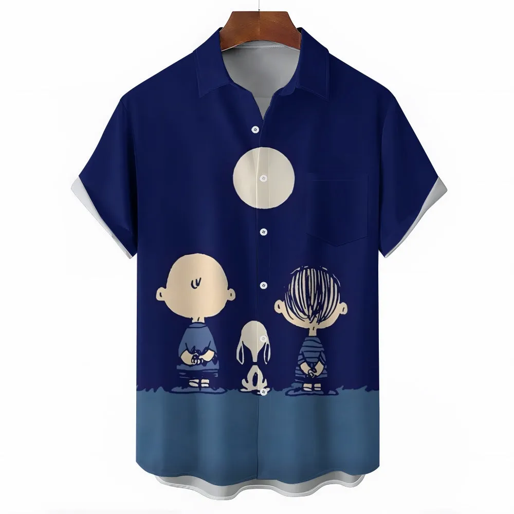 Cartoon Character Best Friend Friendship Print Casual Short Sleeve Shirt 2403000330