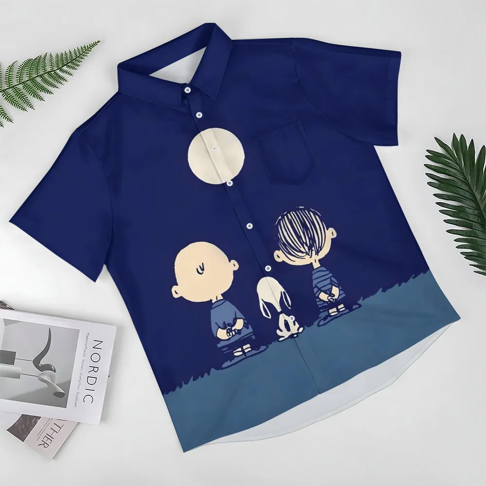 Cartoon Character Best Friend Friendship Print Casual Short Sleeve Shirt 2403000330