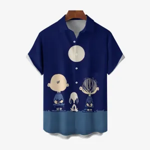 Cartoon Character Best Friend Friendship Print Casual Short Sleeve Shirt 2403000330