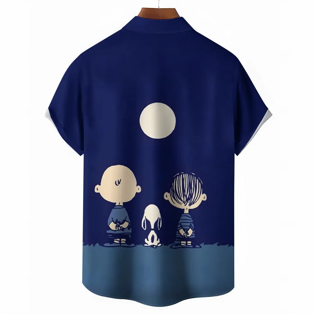 Cartoon Character Best Friend Friendship Print Casual Short Sleeve Shirt 2403000330