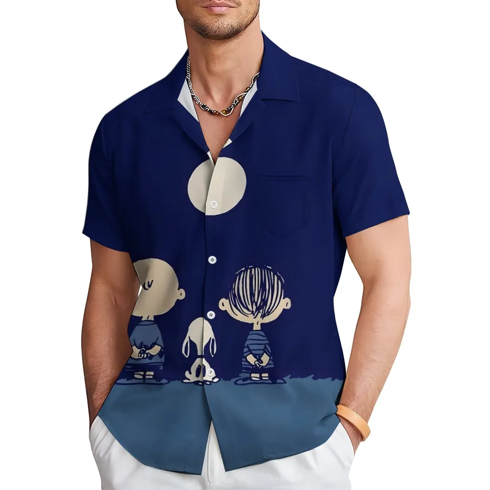 Cartoon Character Best Friend Friendship Print Casual Short Sleeve Shirt 2403000330
