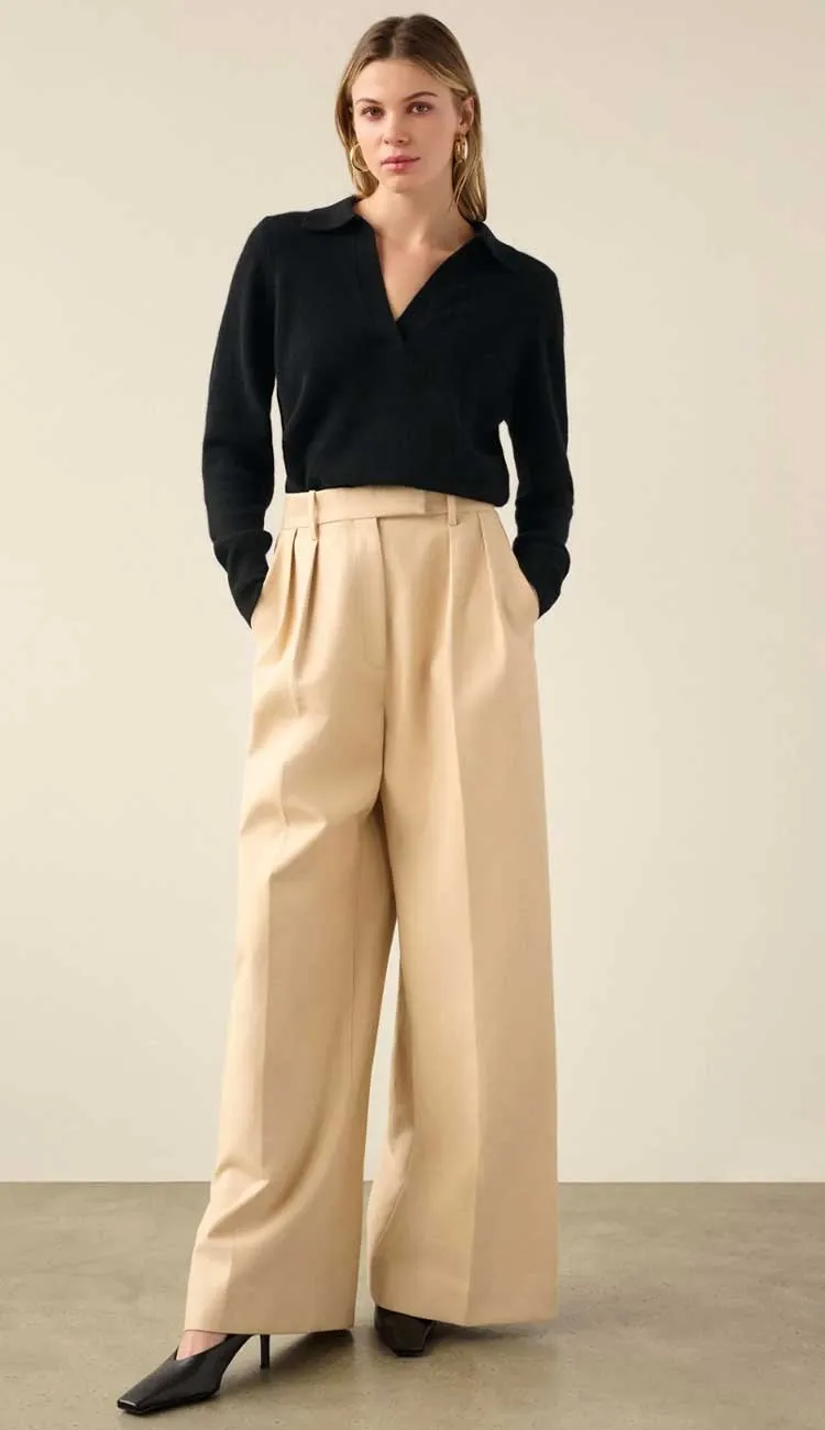Cashmere Polo Sweater - Black