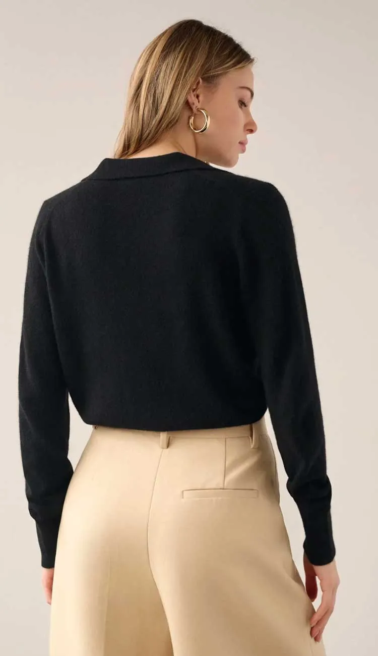 Cashmere Polo Sweater - Black