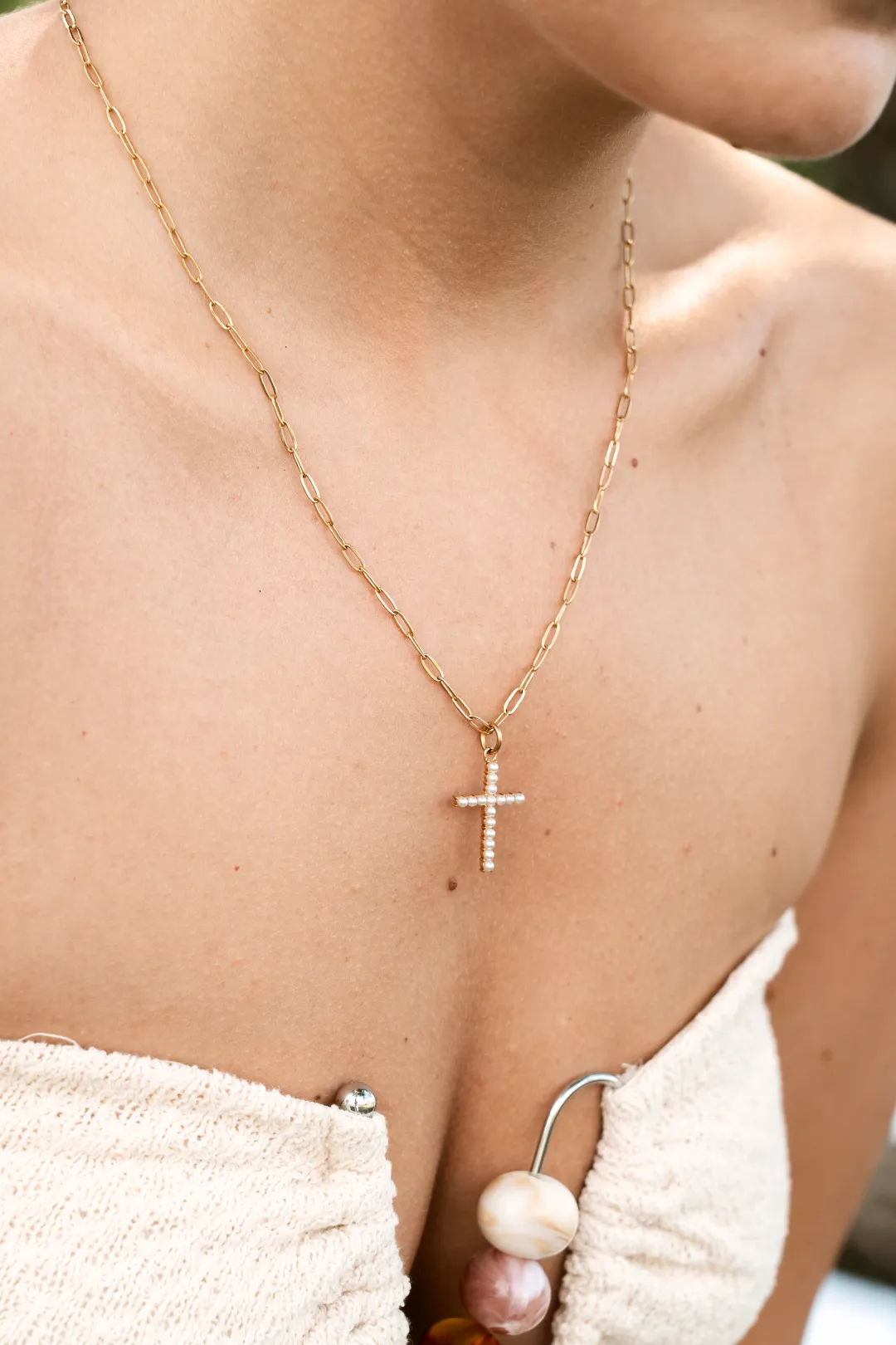 Catherine Gold Cross Pendant Necklace