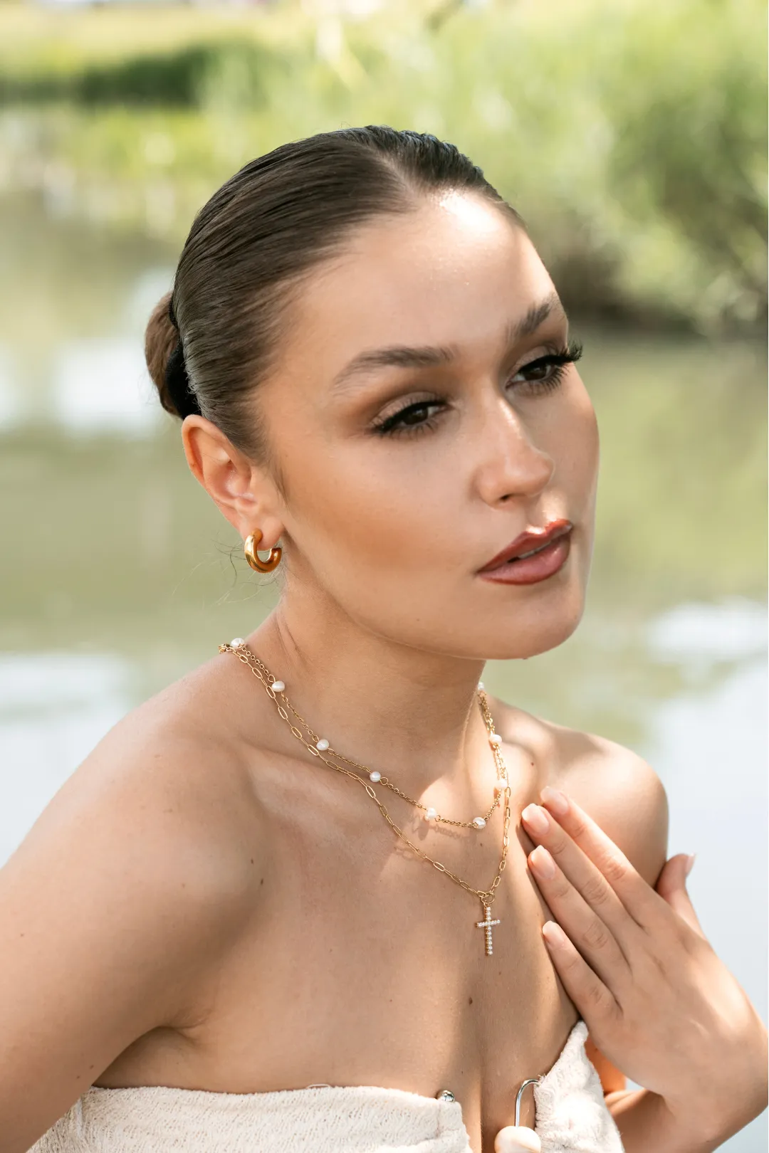 Catherine Gold Cross Pendant Necklace