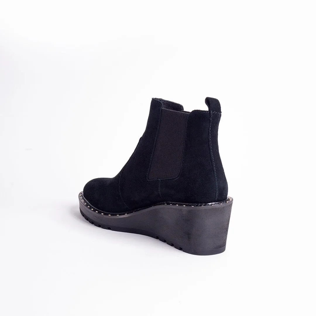 CECELIA NEW YORK - GEMMA SLIP ON LOW WEDGE BOOT ALL BLACK