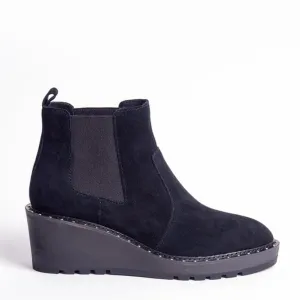 CECELIA NEW YORK - GEMMA SLIP ON LOW WEDGE BOOT ALL BLACK