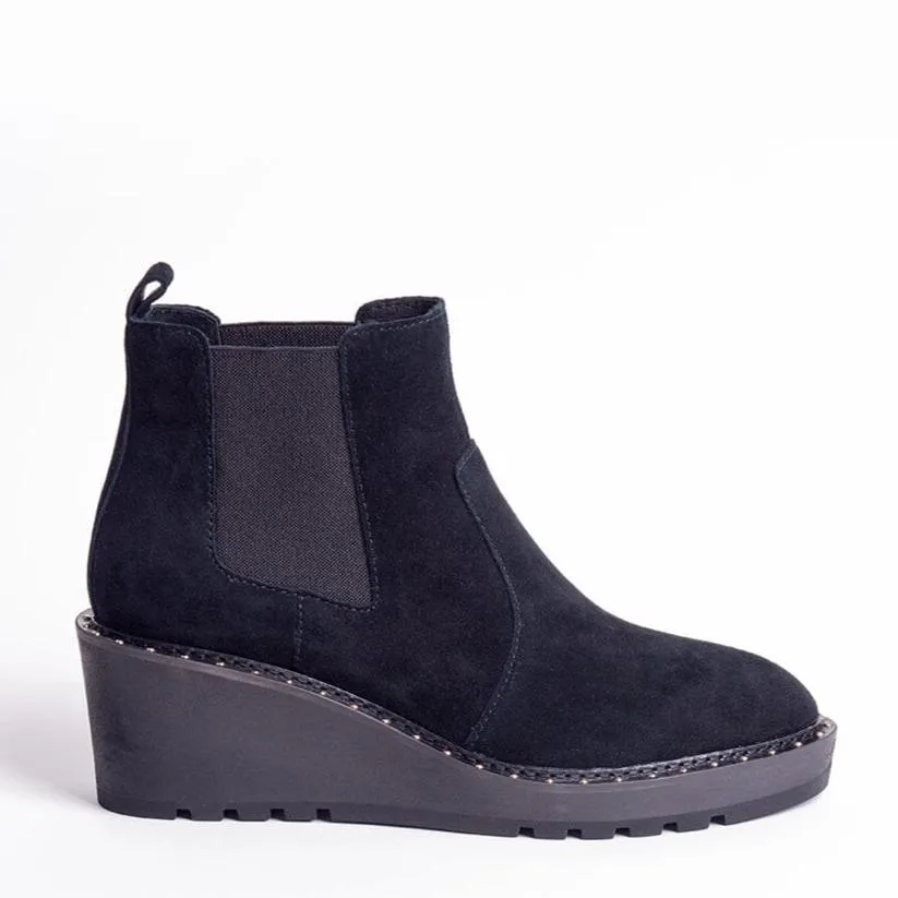 CECELIA NEW YORK - GEMMA SLIP ON LOW WEDGE BOOT ALL BLACK