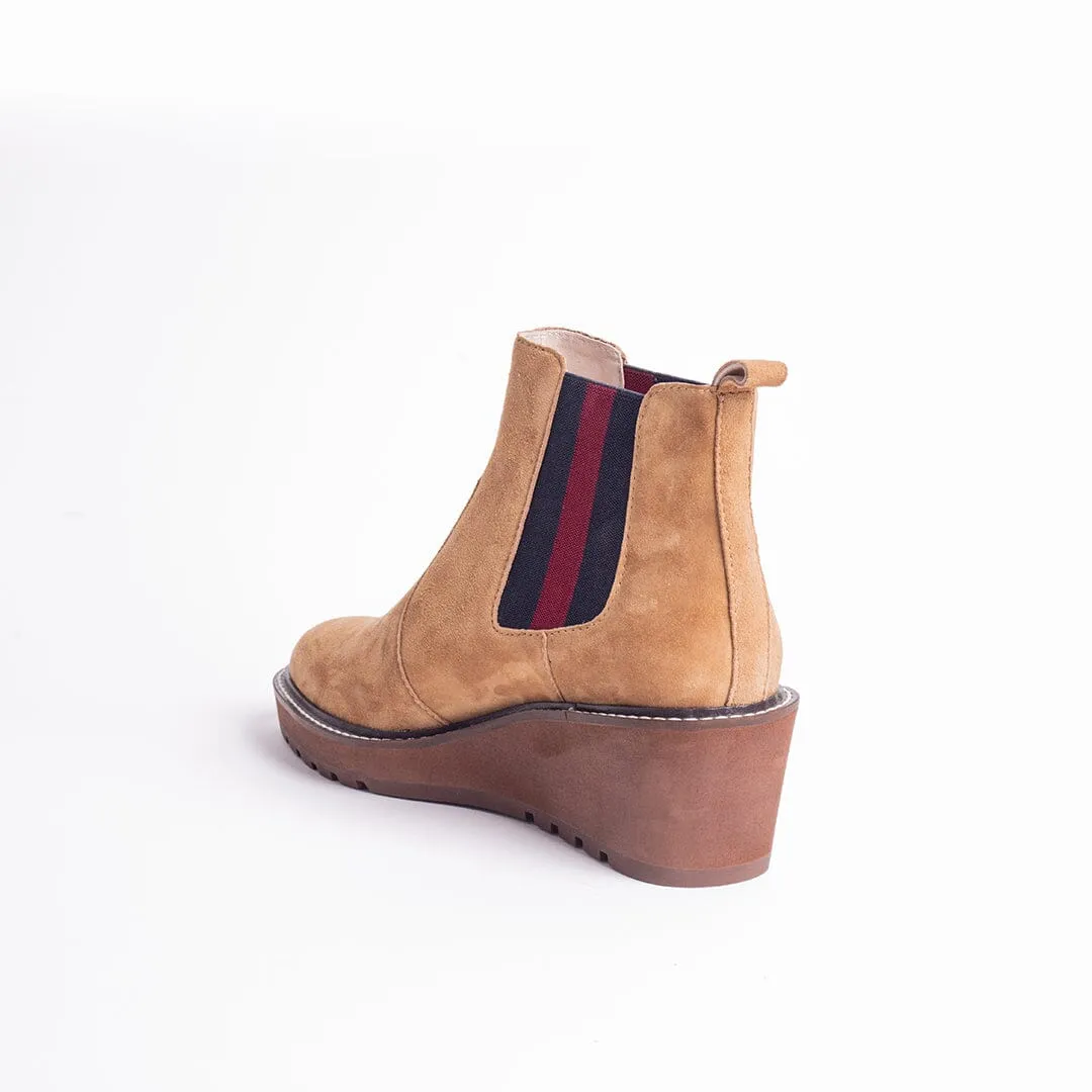 CECELIA NEW YORK - GEMMA SLIP ON LOW WEDGE BOOT NUTELLA