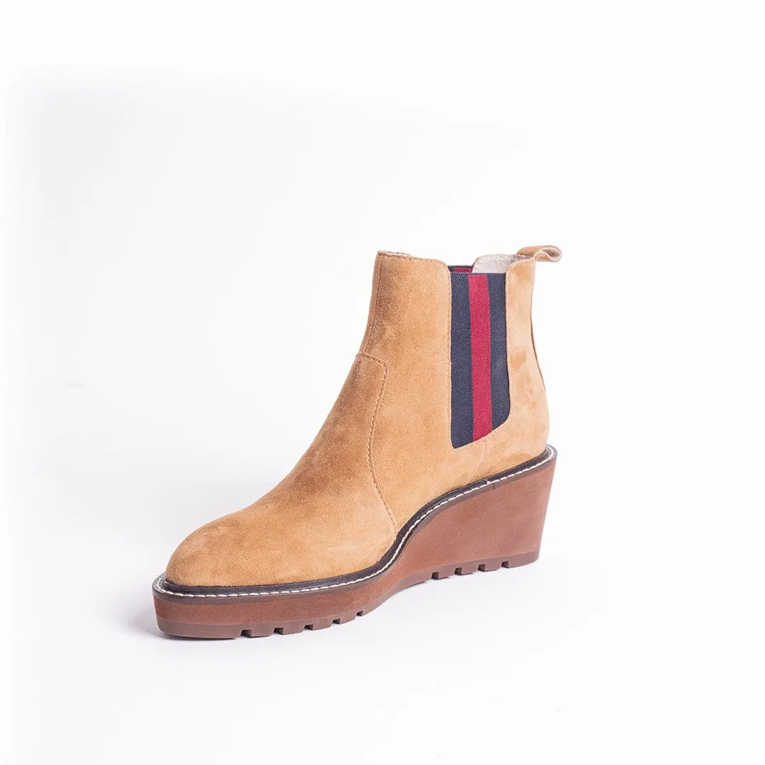 CECELIA NEW YORK - GEMMA SLIP ON LOW WEDGE BOOT NUTELLA