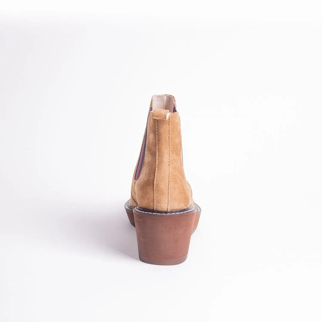 CECELIA NEW YORK - GEMMA SLIP ON LOW WEDGE BOOT NUTELLA