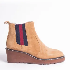 CECELIA NEW YORK - GEMMA SLIP ON LOW WEDGE BOOT NUTELLA