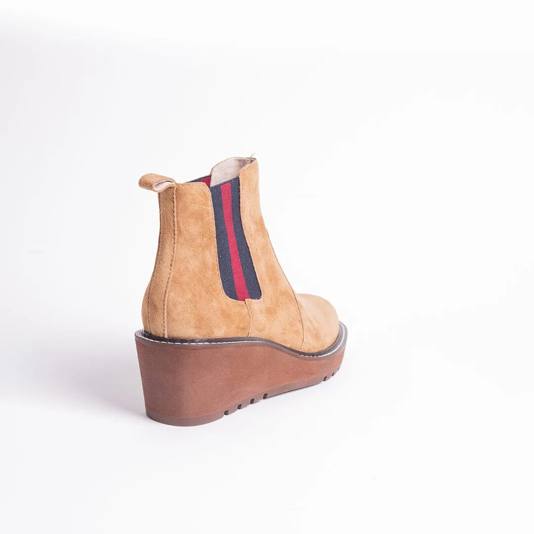 CECELIA NEW YORK - GEMMA SLIP ON LOW WEDGE BOOT NUTELLA