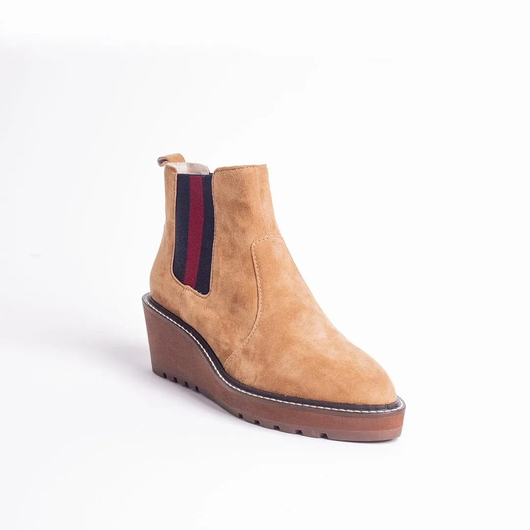 CECELIA NEW YORK - GEMMA SLIP ON LOW WEDGE BOOT NUTELLA