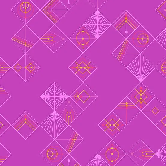 Century Prints - Deco Glo II Sloe Plum Magenta Purple Tiles Fabric CS-788-E