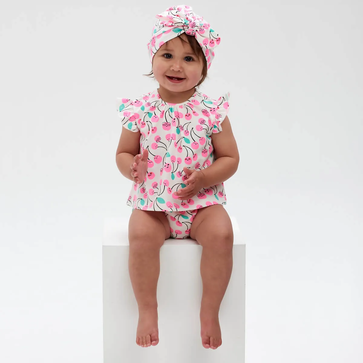 Cherry Frill Sleeve Top and Bloomers