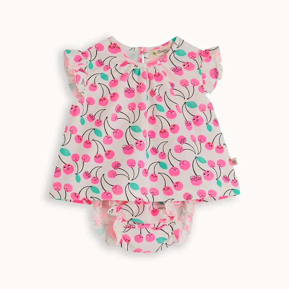 Cherry Frill Sleeve Top and Bloomers