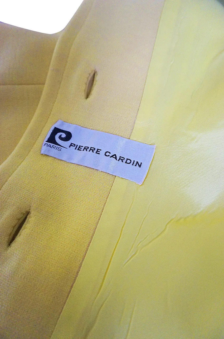 Chic 1970s Pierre Cardin RTW Sleek Little Yellow Coat
