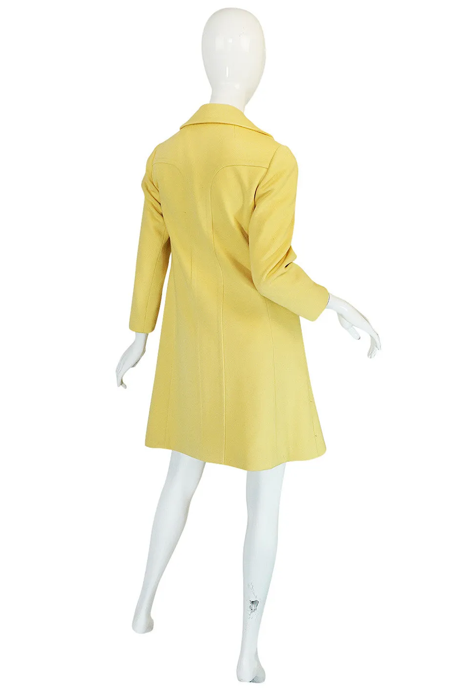 Chic 1970s Pierre Cardin RTW Sleek Little Yellow Coat