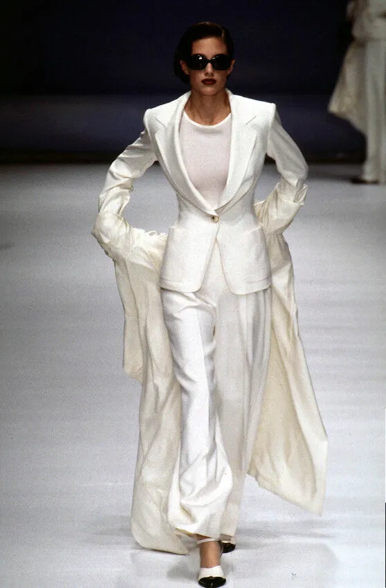 Chic Spring  1993 or 1996 Christian Dior by Gianfranco Ferre Numbered White Tux Pant Suit