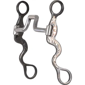 Classic Equine Square Hinged Port Bit with Floral Scroll Cavalry Shanks