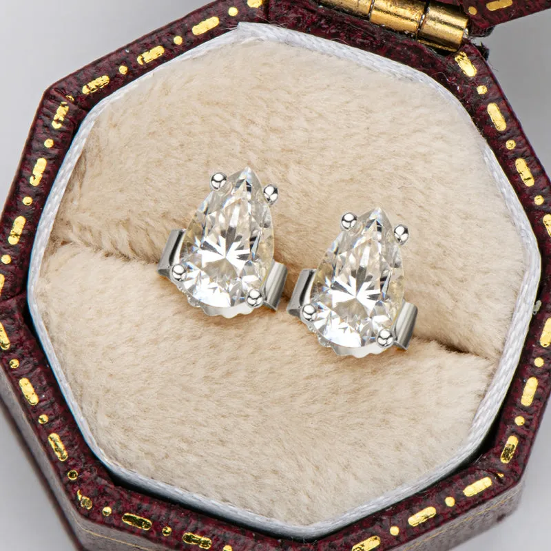 Classic Pear Cut Moissanite Stud Earrings