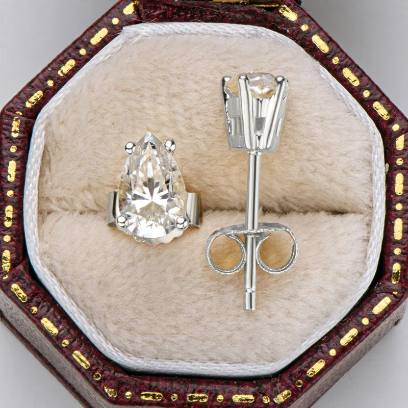 Classic Pear Cut Moissanite Stud Earrings