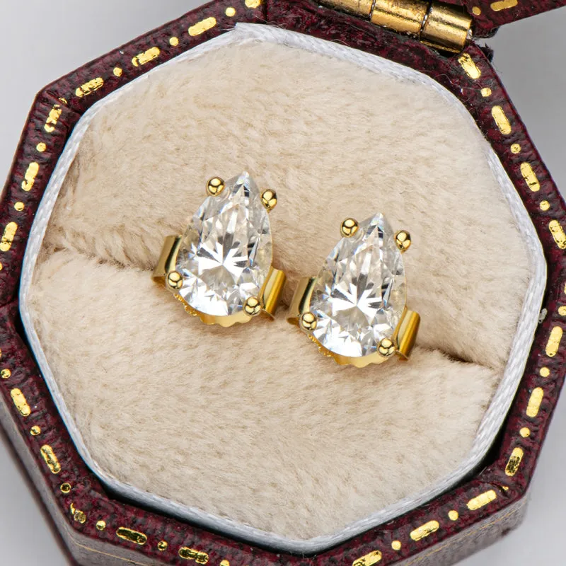 Classic Pear Cut Moissanite Stud Earrings