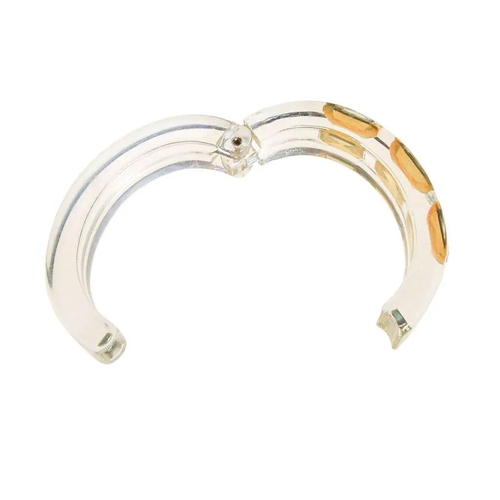 Clear Lucite Hinged Bangle Bracelet with huge channel set rhinestones